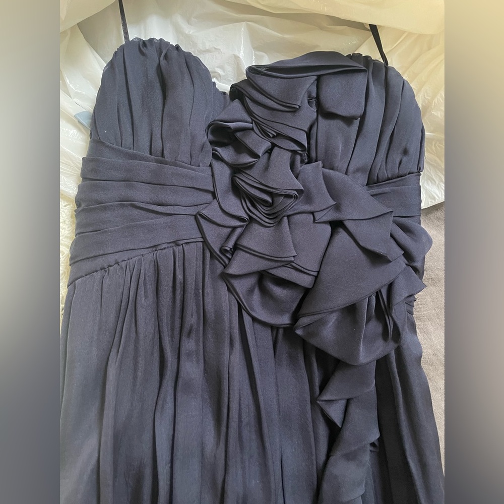 Floor length strapless midnight blue evening gown. Worn only once! Size 0